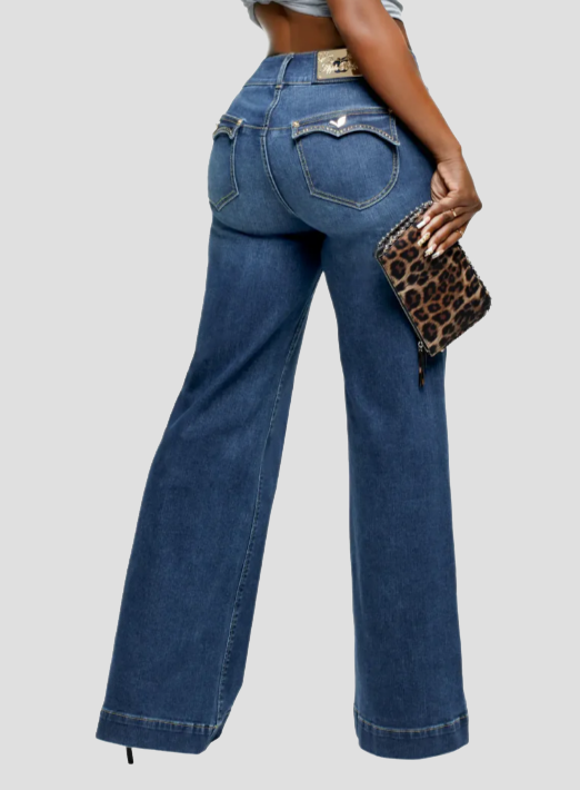 High-Waisted Wide Leg Denim Jeans