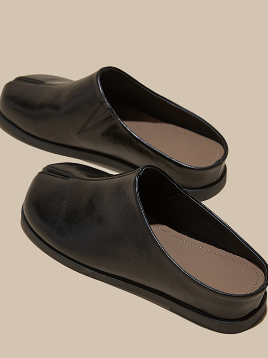 Vintage Split Toe Leather Mules | Comfort Slip-On Clogs for Women