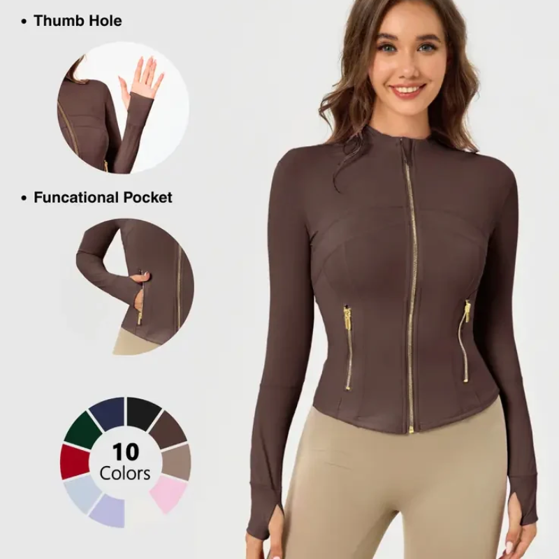 Sculpting BBL Zip Jacket – Gold Tone With Pockets