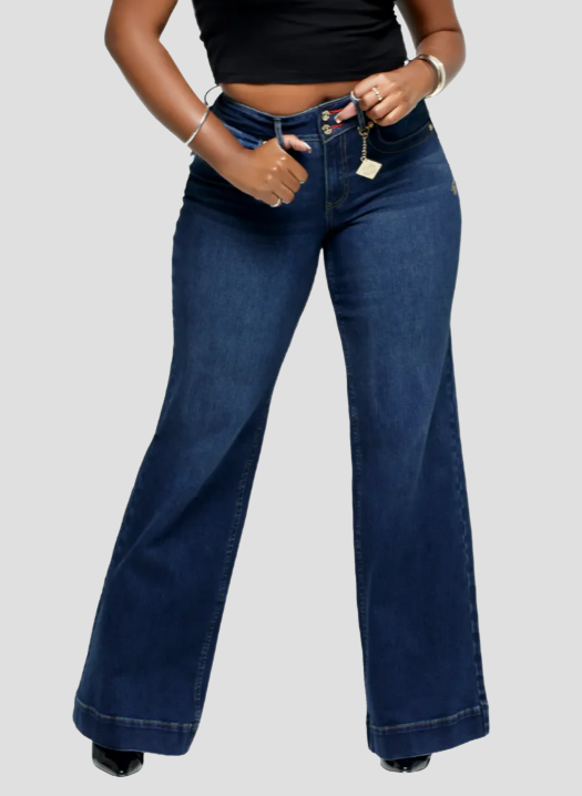 High-Waisted Wide Leg Denim Jeans