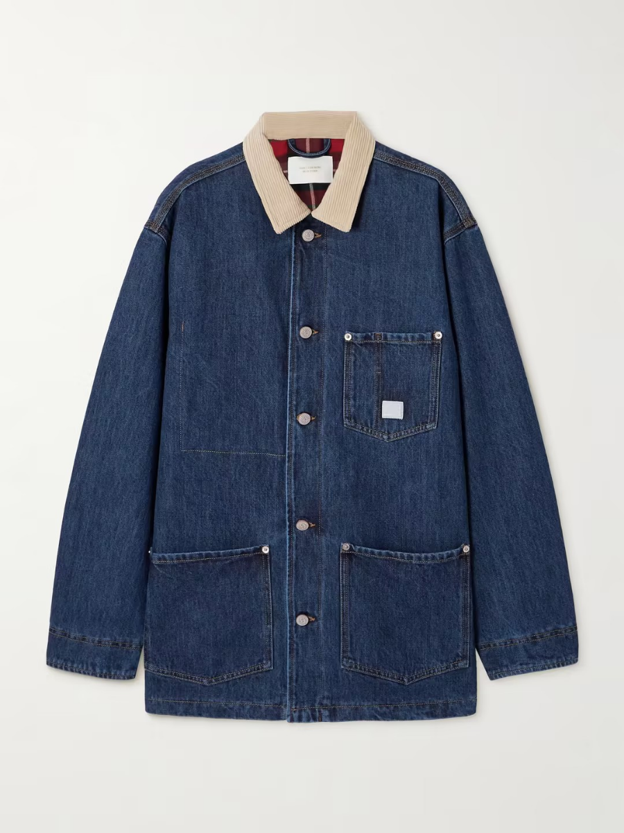 Denim Chore Coat with Corduroy Collar