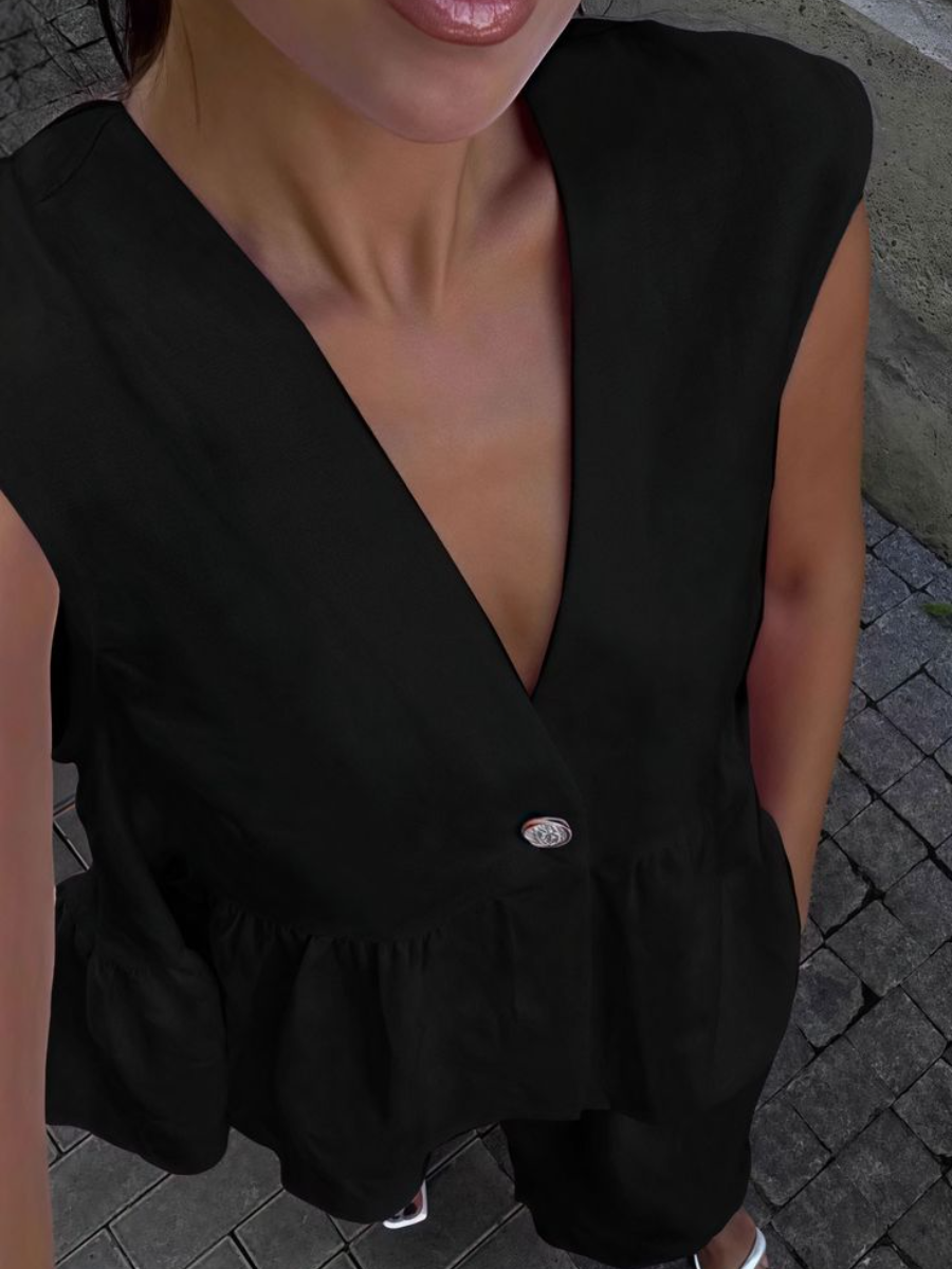 Ladies' V-neck Patchwork Top  Pants Casual Suit