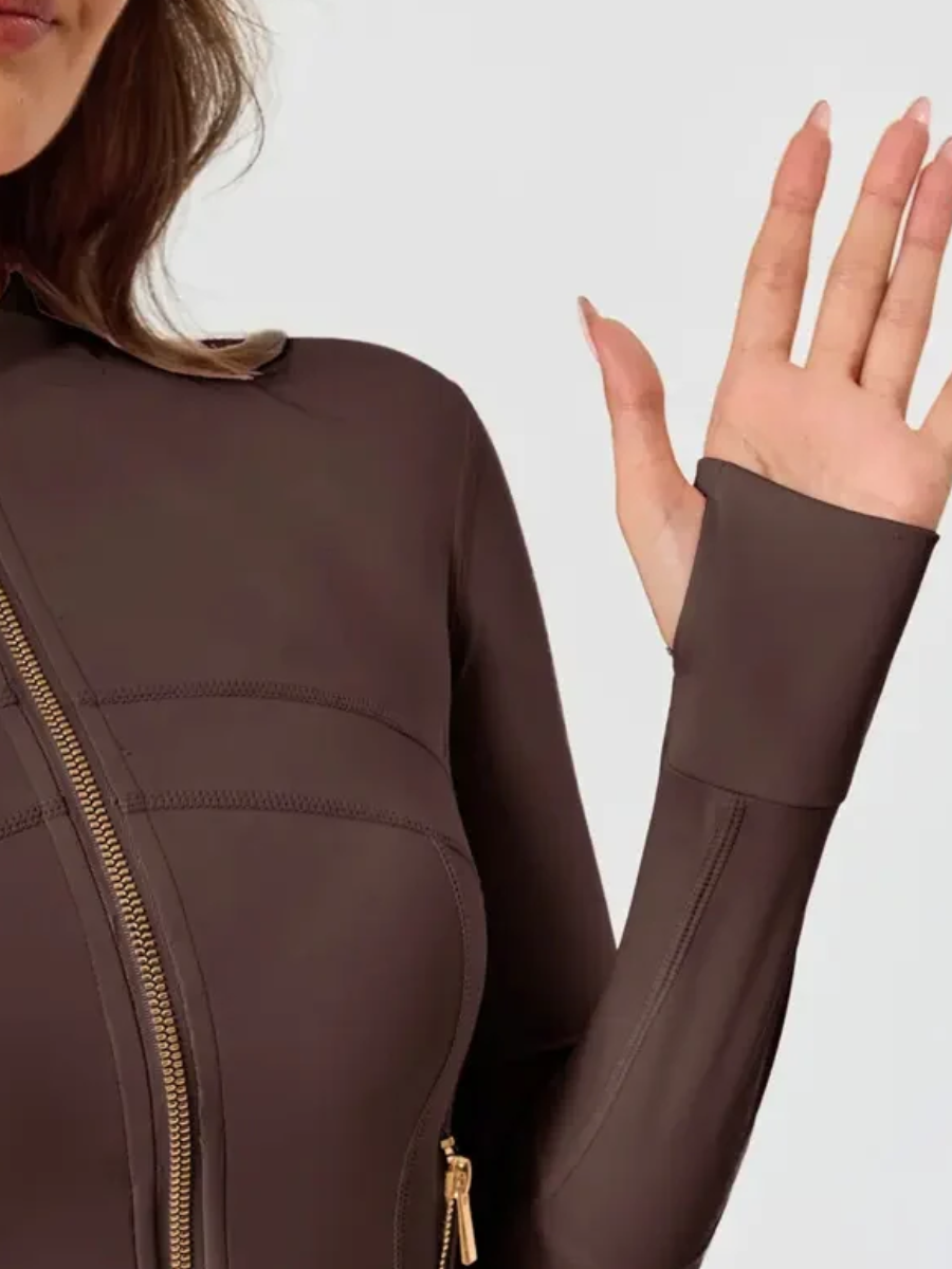 Sculpting BBL Zip Jacket – Gold Tone With Pockets