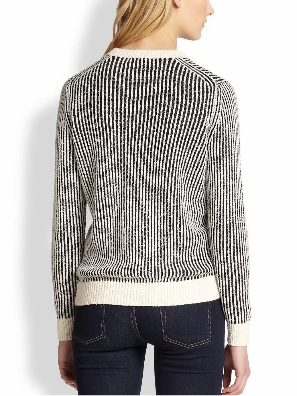 Textured Ribbed Knit Crewneck Sweater