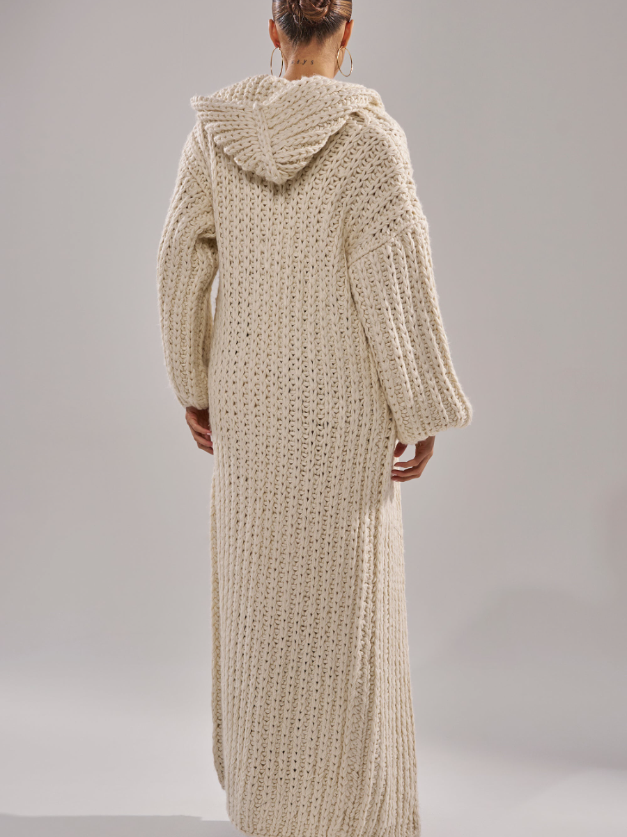 Chunky Hooded Knit Duster Cardigan