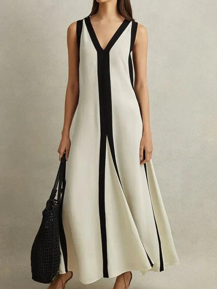Sculpting Contrast Cutout Maxi Dress