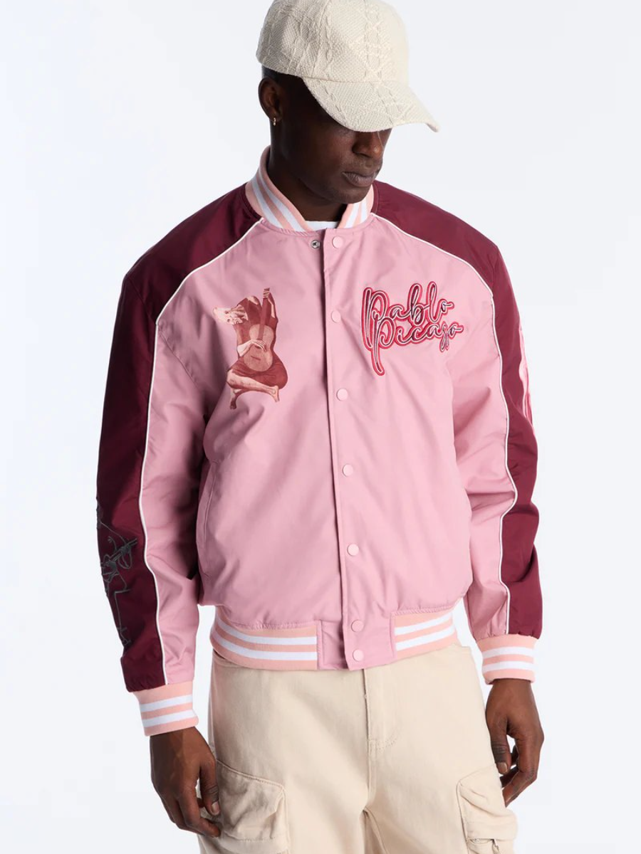 Pablo Picasso Colorblock Varsity Jacket - Pink/combo