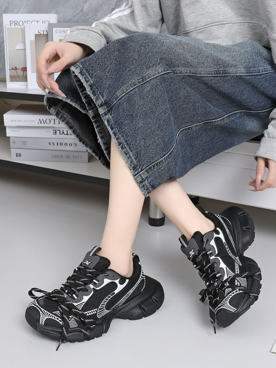 Retro Futuristic Chunky Sneakers – Women’s Graphic Dad Shoes