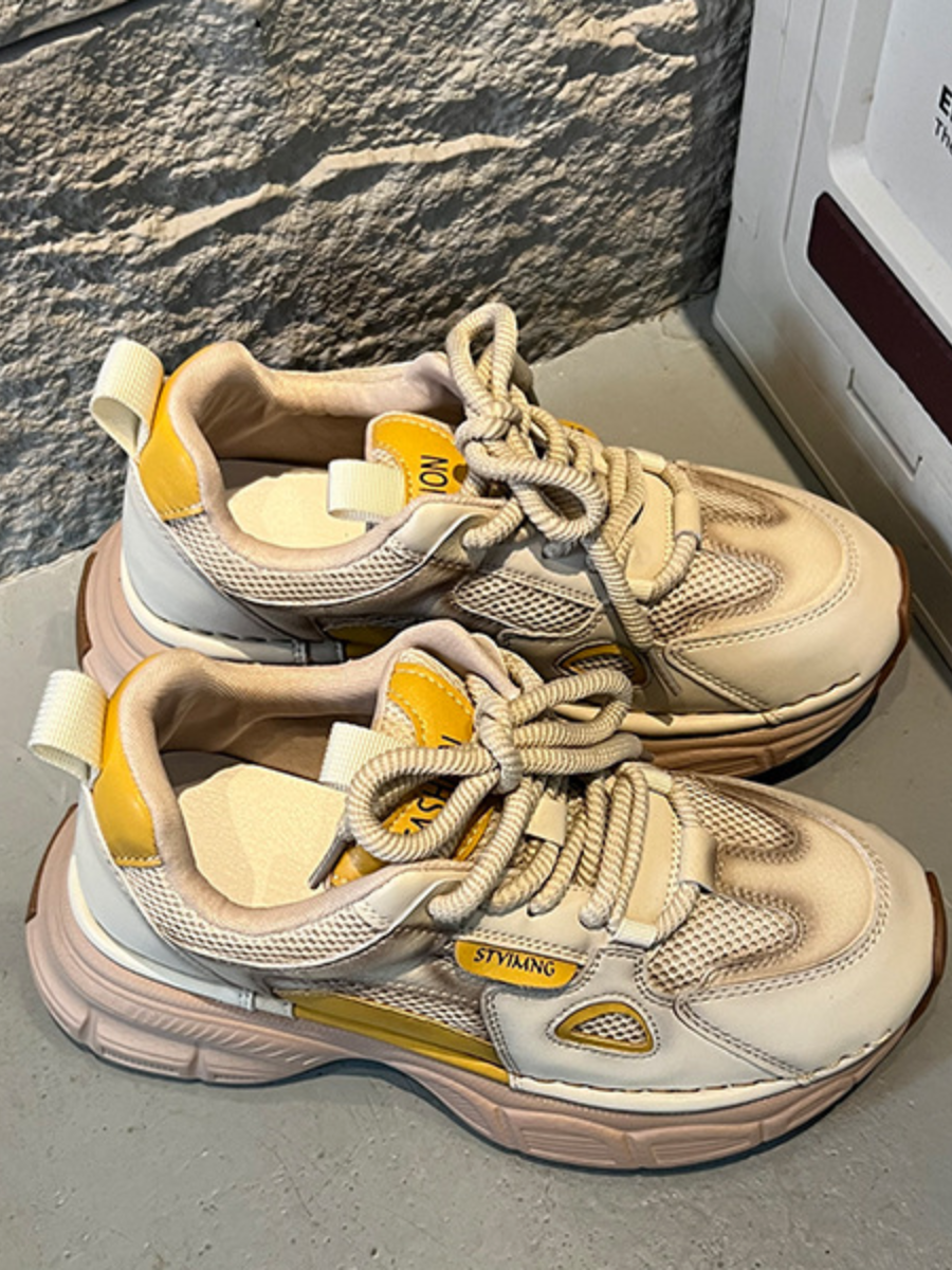 Retro Colorblock Chunky Sneakers | Platform Dad Shoes for Women