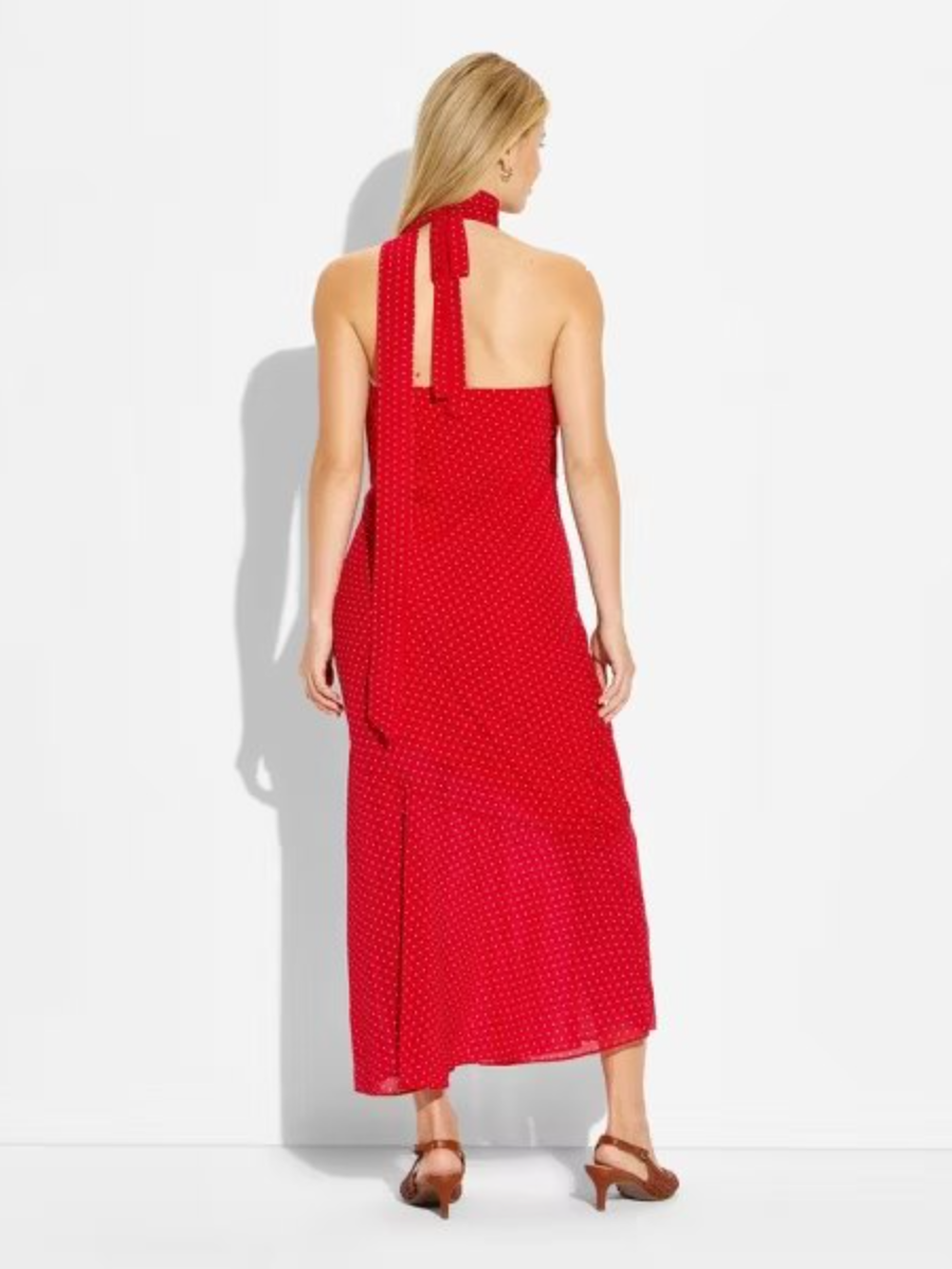 Polka Dot Halter Midi Dress