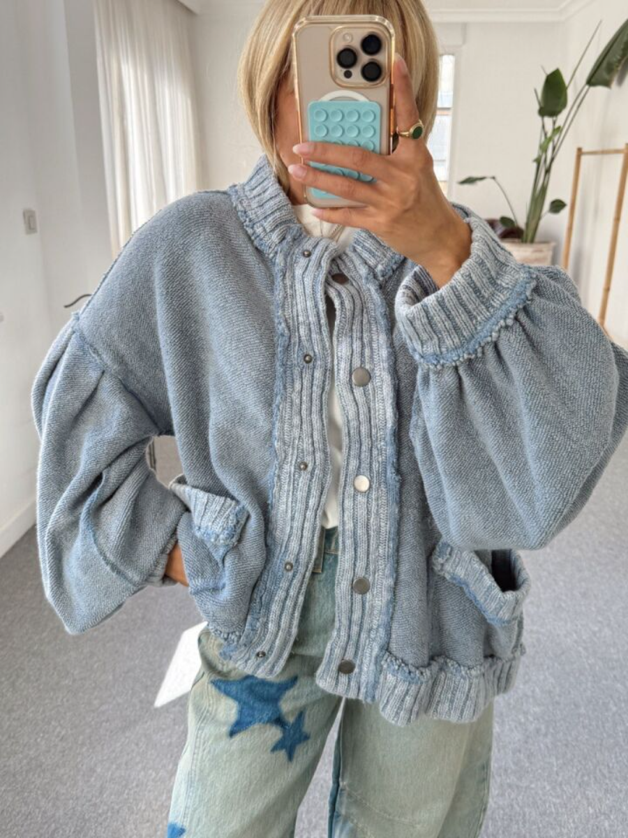 Soft Ribbed Button-Front Knit Cardigan