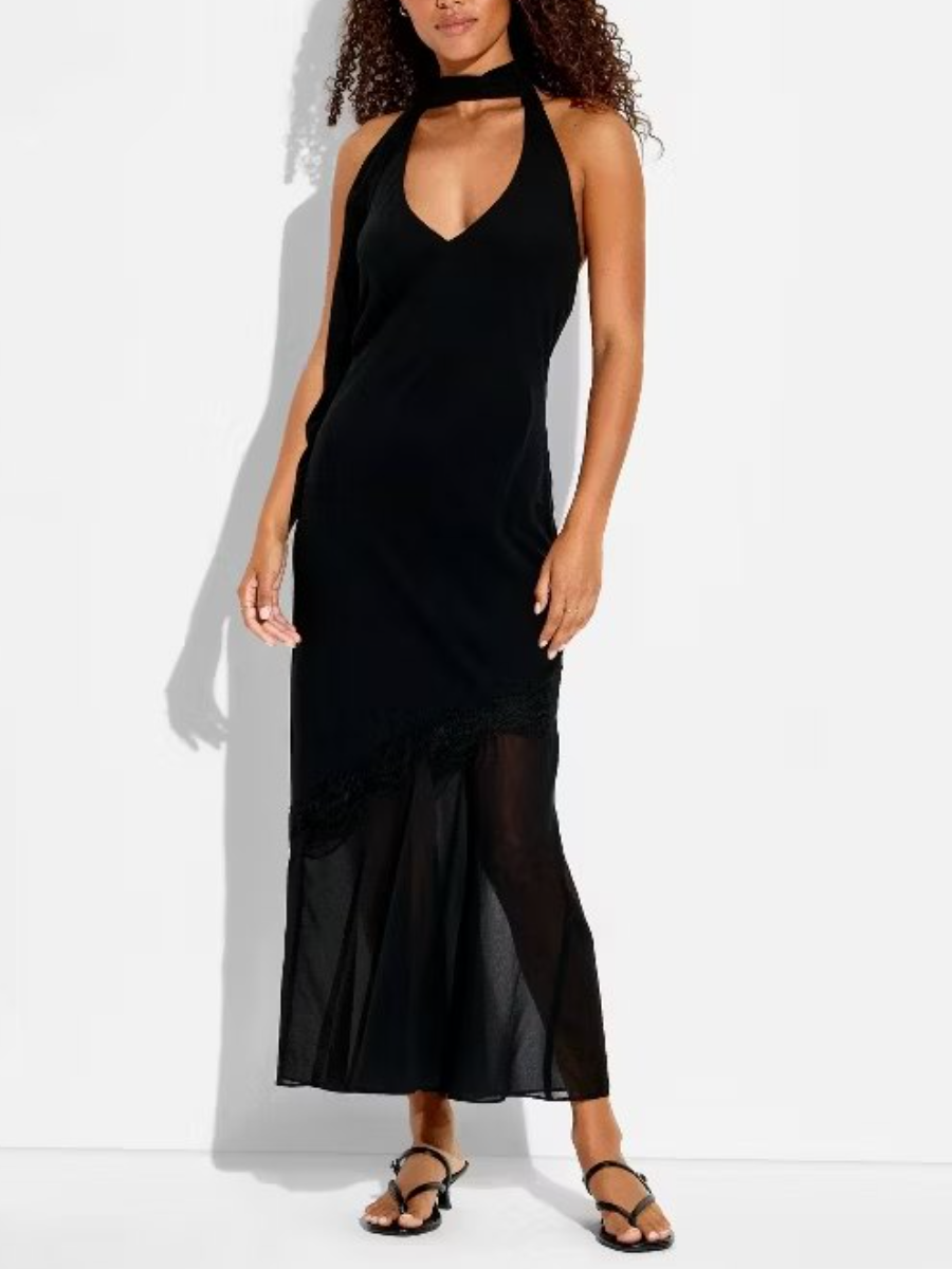 Polka Dot Halter Midi Dress