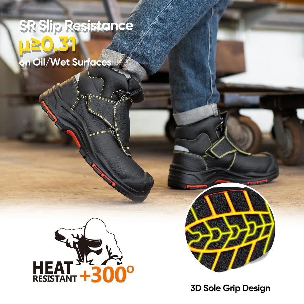 Welding Work Boots – Spark-Resistant Leather Cover, Composite Toe & Kevlar