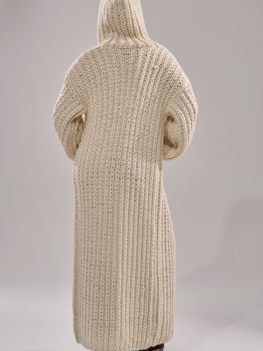 Chunky Hooded Knit Duster Cardigan