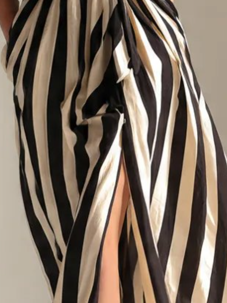 The Manhattan Stripe Elongation Maxi Dress