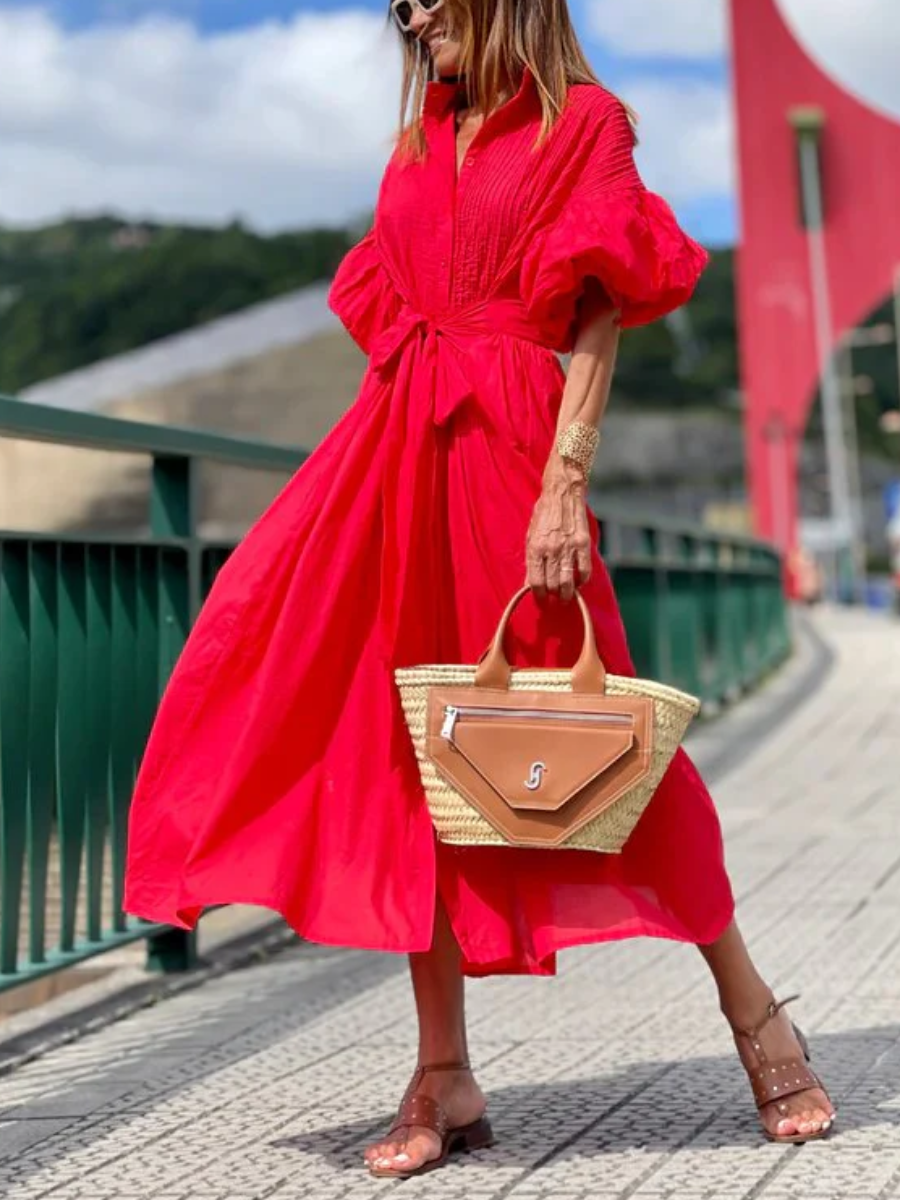 Relaxed Button-Down Midi Dress