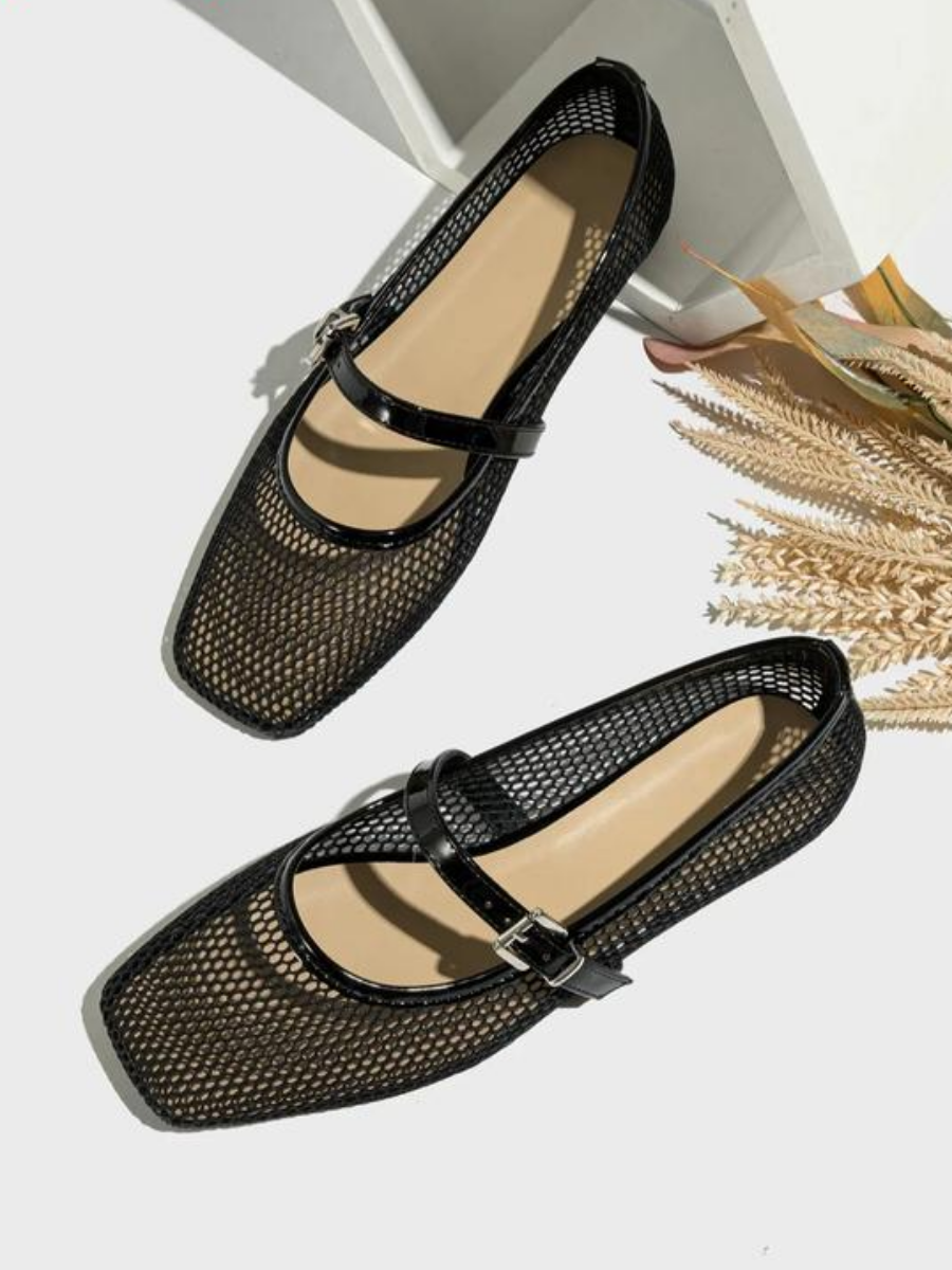 Mesh Square-Toe Mary Jane Flats | Breathable Summer Ballet Flats