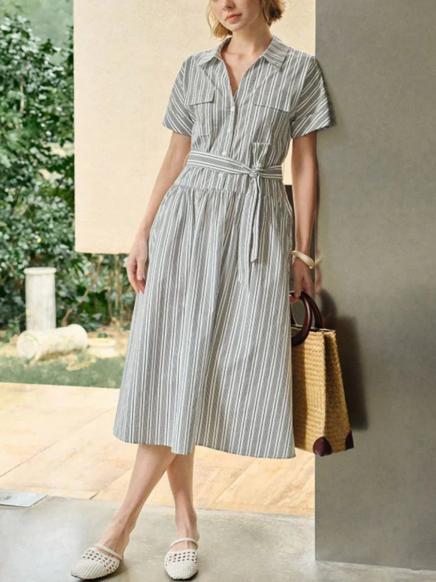 The Coastal Stripe Shirt Dress