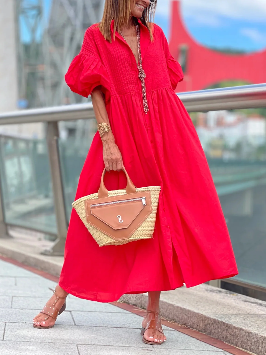 Relaxed Button-Down Midi Dress