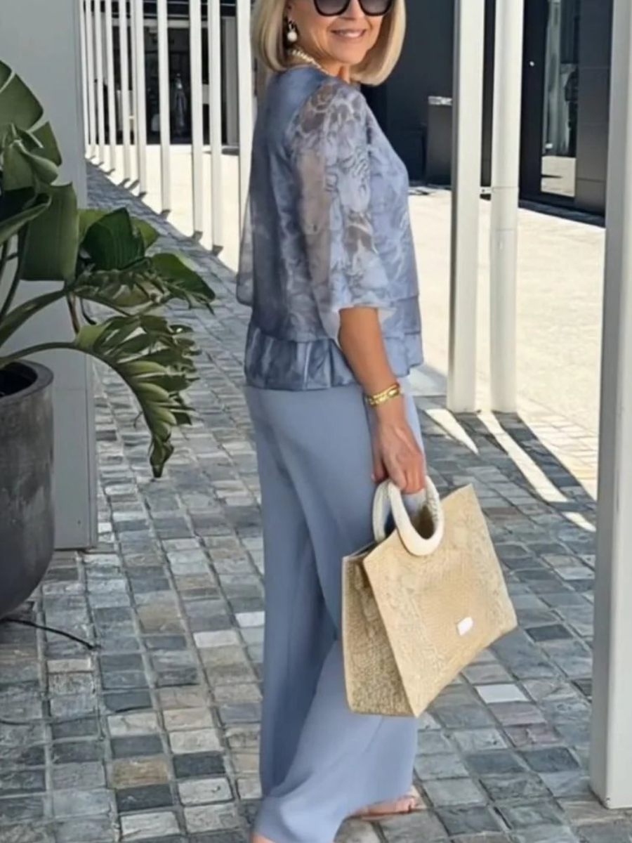 Groovy 3/4 Sleeve Two Piece Set