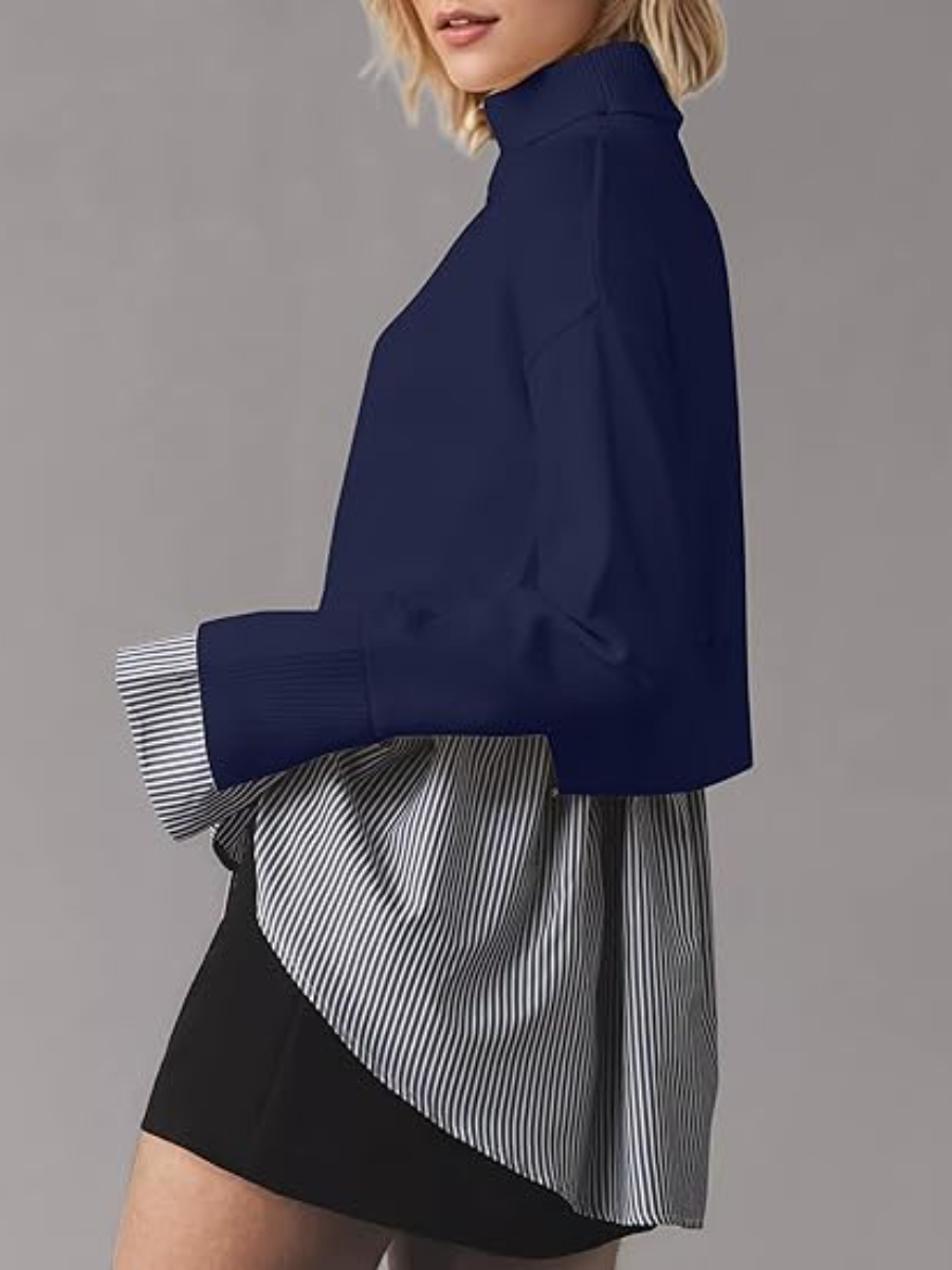 Two-in-one Stitched Turtleneck Knit Top