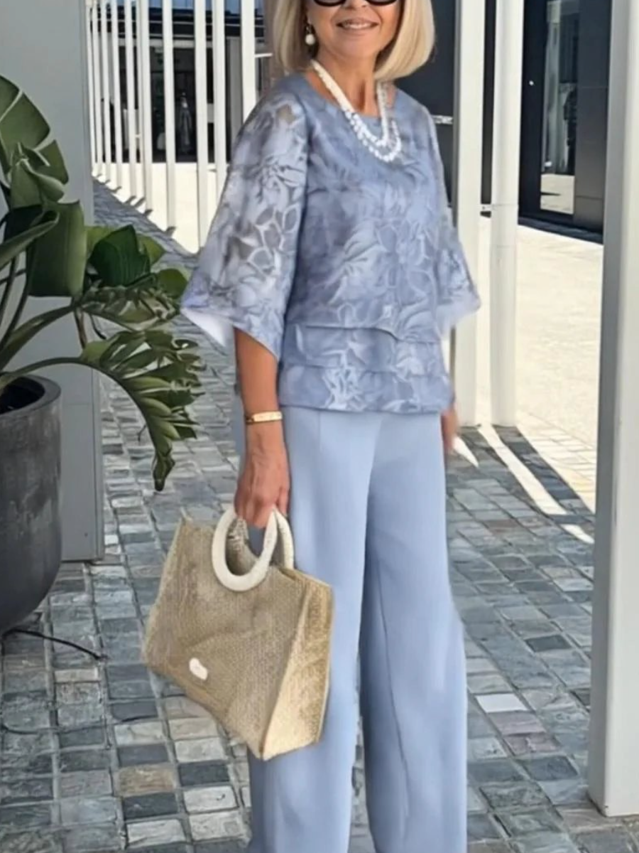 Groovy 3/4 Sleeve Two Piece Set