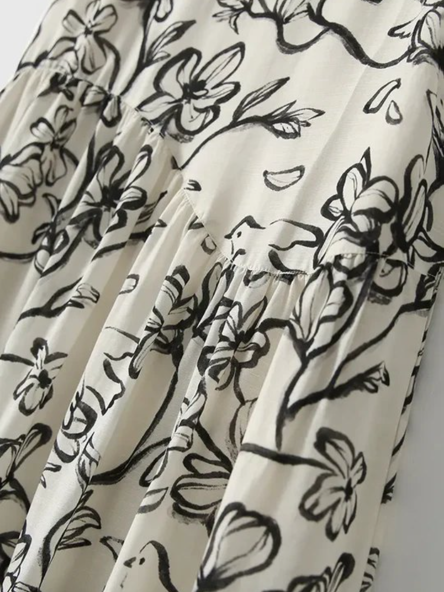 Linen Floral Sleeveless Midi Dress