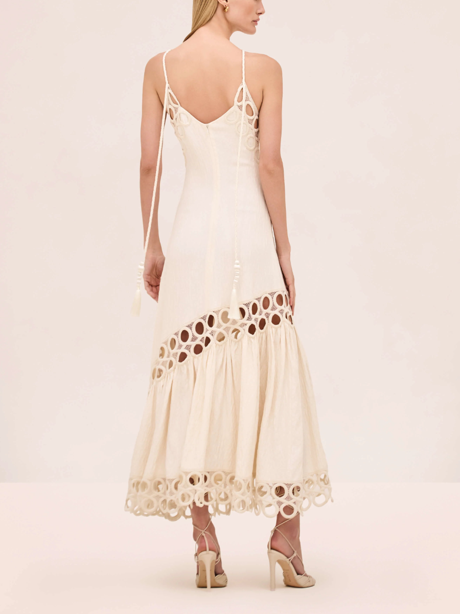 Eyelet Halter Maxi Dress