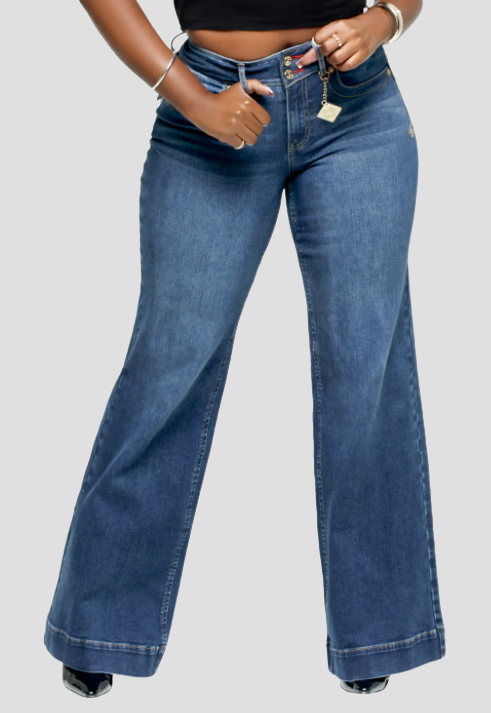 High-Waisted Wide Leg Denim Jeans