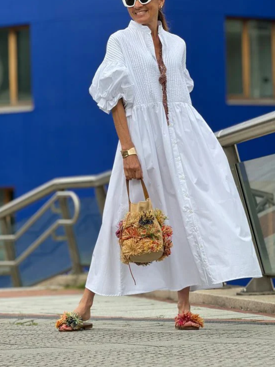 Relaxed Button-Down Midi Dress
