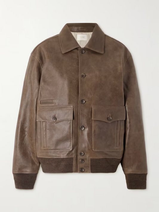 Vintage Distressed Brown Leather Jacke