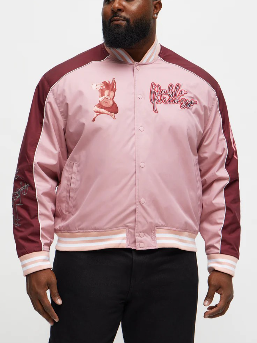 Pablo Picasso Colorblock Varsity Jacket - Pink/combo