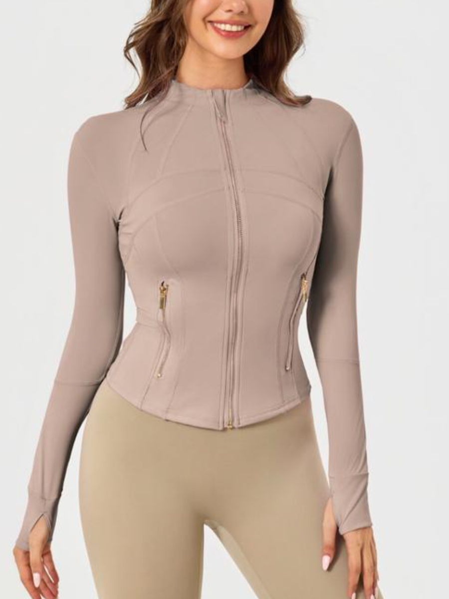 Sculpting BBL Zip Jacket – Gold Tone With Pockets