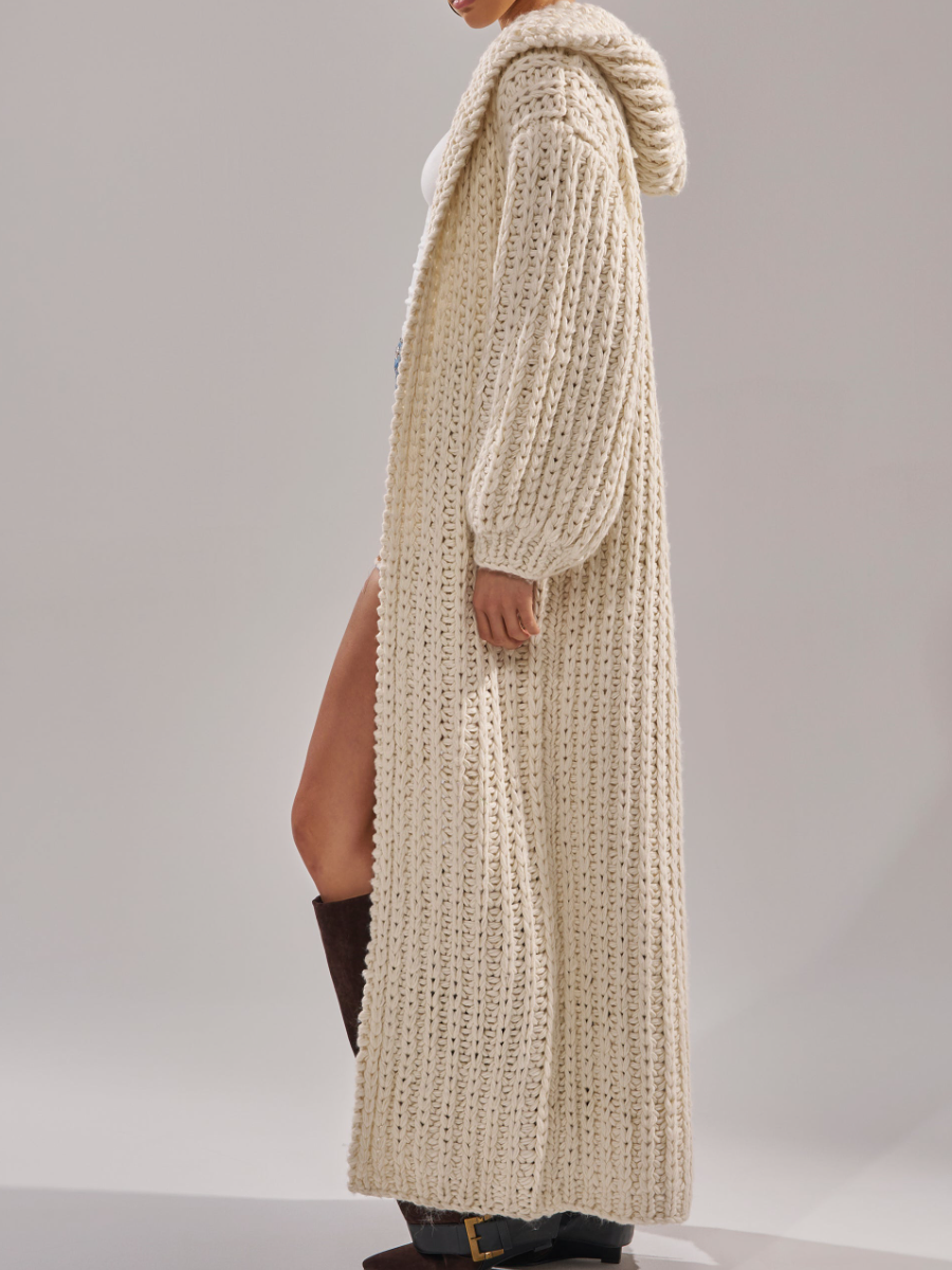 Chunky Hooded Knit Duster Cardigan