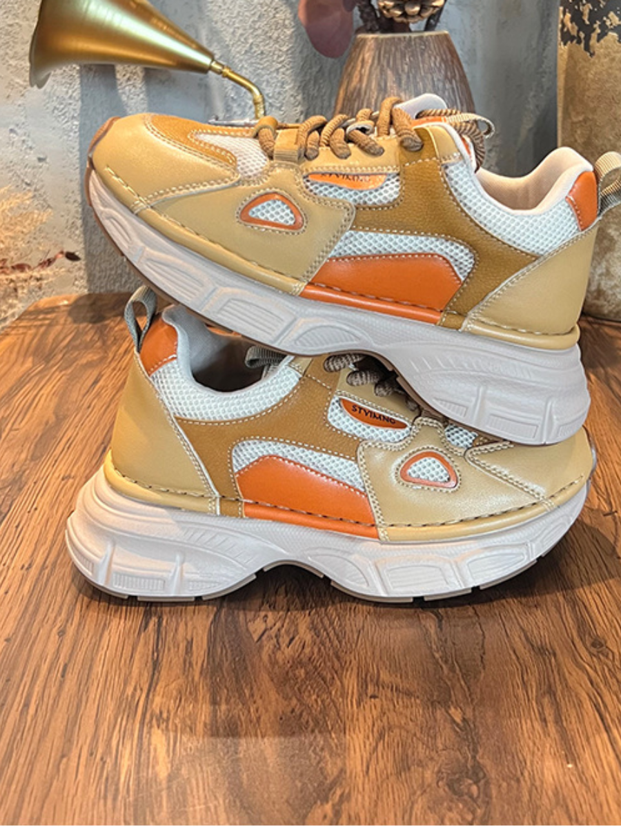 Retro Colorblock Chunky Sneakers | Platform Dad Shoes for Women