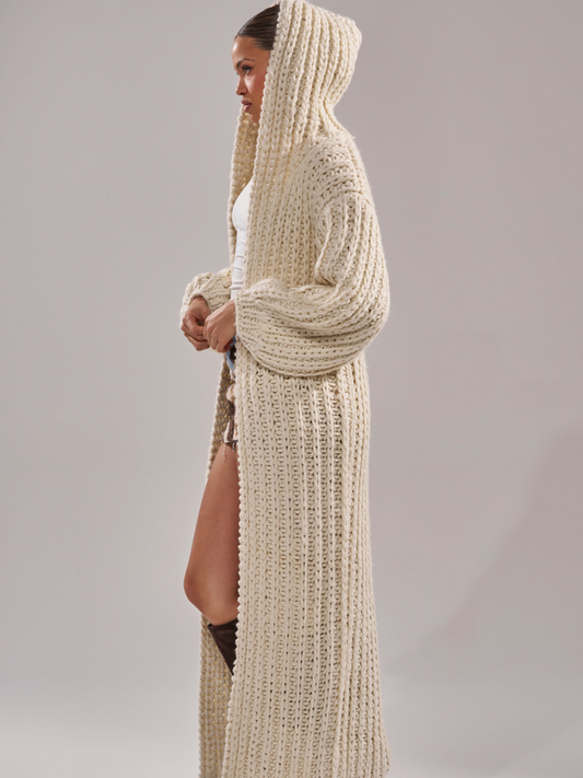 Chunky Hooded Knit Duster Cardigan