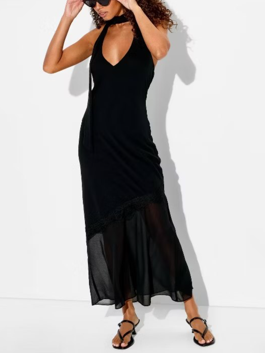 Polka Dot Halter Midi Dress
