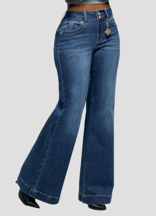 High-Waisted Wide Leg Denim Jeans