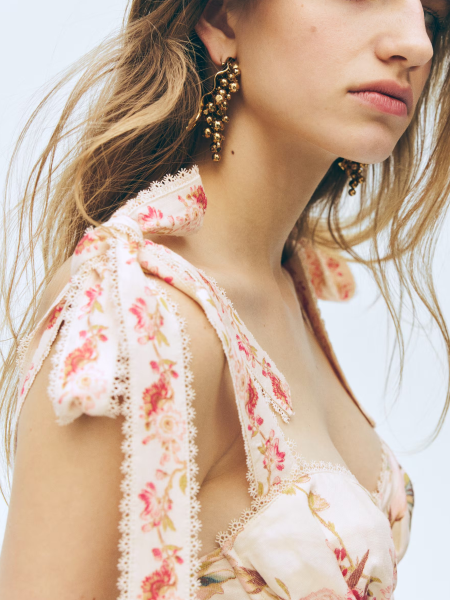 Blush Floral Corset Midi Dress