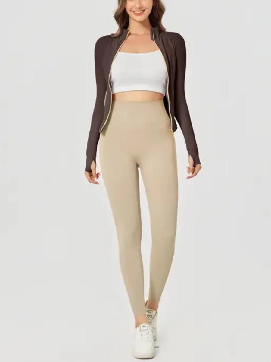 Sculpting BBL Zip Jacket – Gold Tone With Pockets