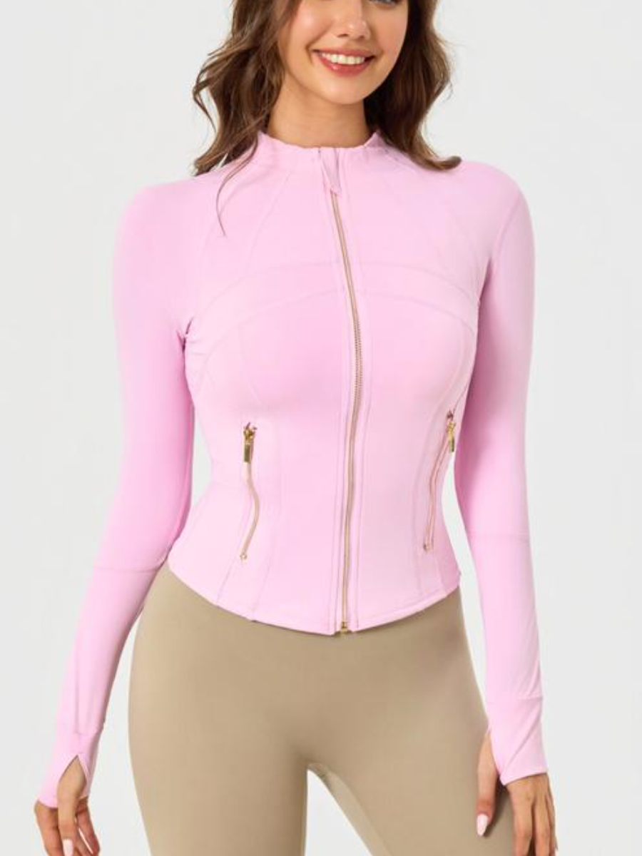 Sculpting BBL Zip Jacket – Gold Tone With Pockets