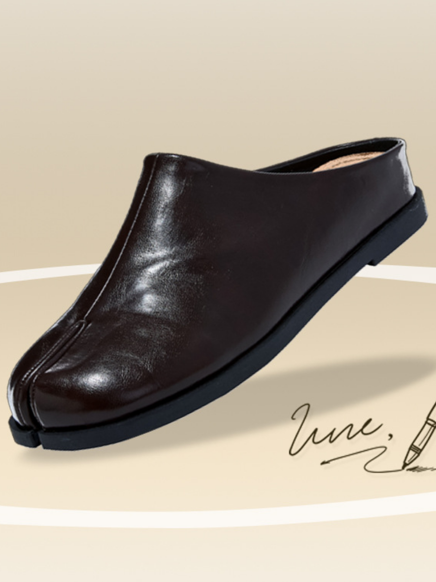 Vintage Split Toe Leather Mules | Comfort Slip-On Clogs for Women