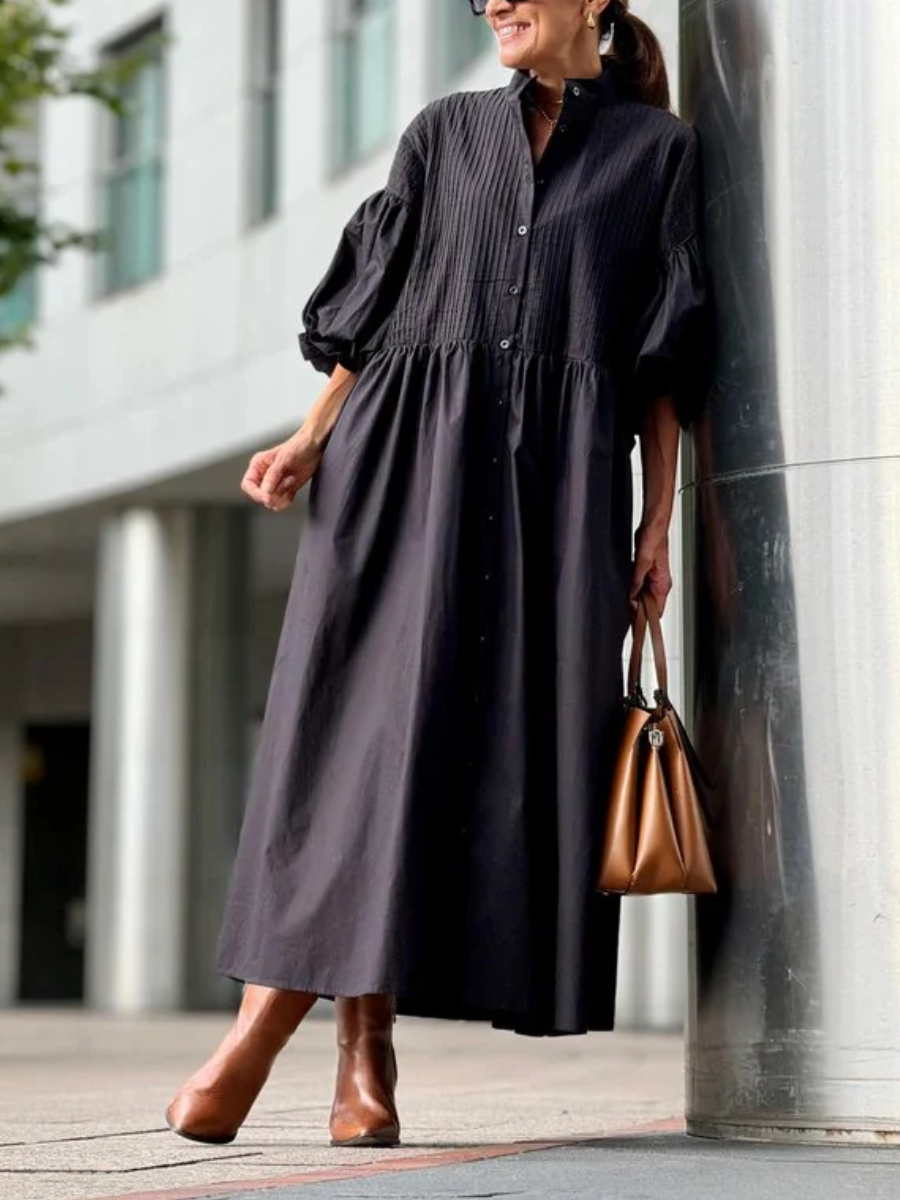 Relaxed Button-Down Midi Dress