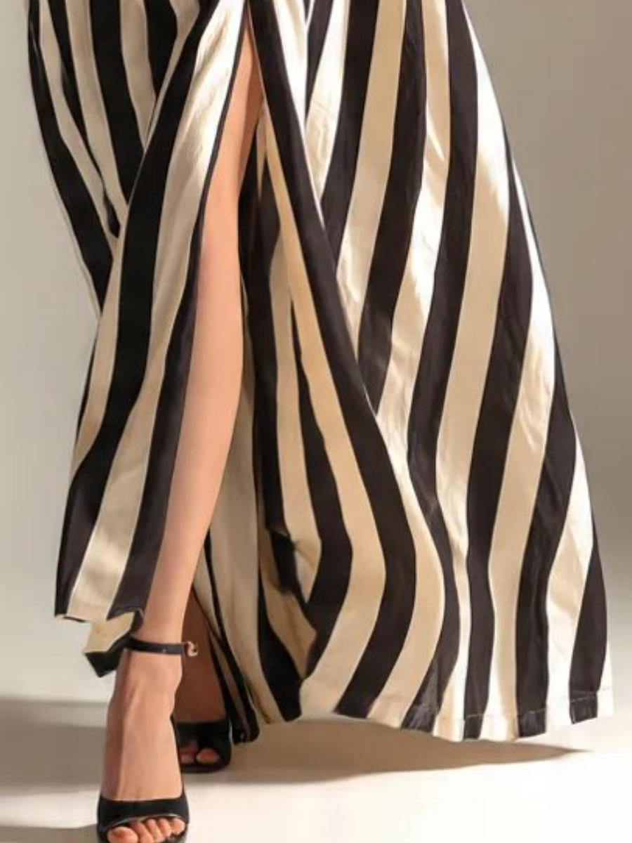 The Manhattan Stripe Elongation Maxi Dress