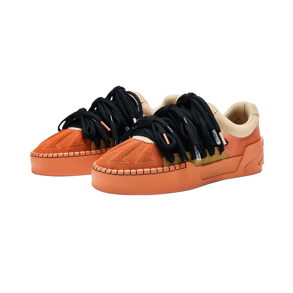 Men's Multi-Lace Low-Top Sneakers with Chunky Platform Sole