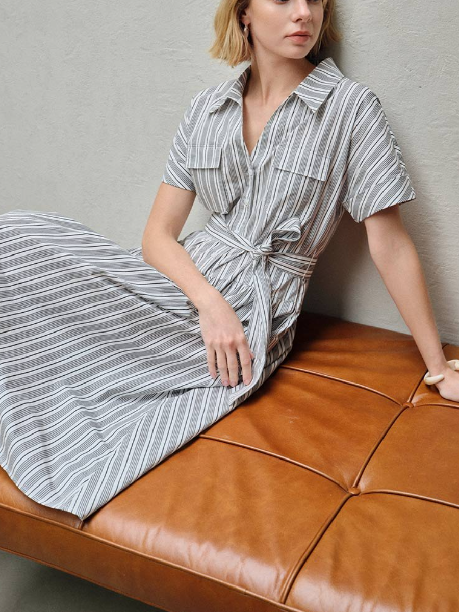 The Coastal Stripe Shirt Dress